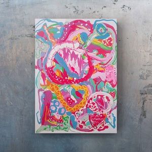 Summer Fling, bright and colorful, medium, original abstract, design painting